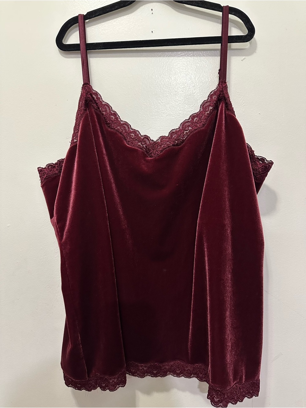 Coldwater Creek Velvet Lace Cami Tank - Wine Sz 2X